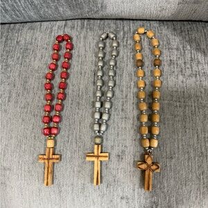 Chaplets Wooden Cross Beads. Rosary (!) Cross religious. Holy Land. Handcarved